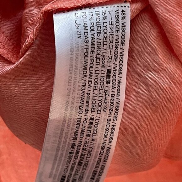 Mango Flowing Lyocell Shirt cropped boxy oversized peach coral size 6 - Picture 5 of 11